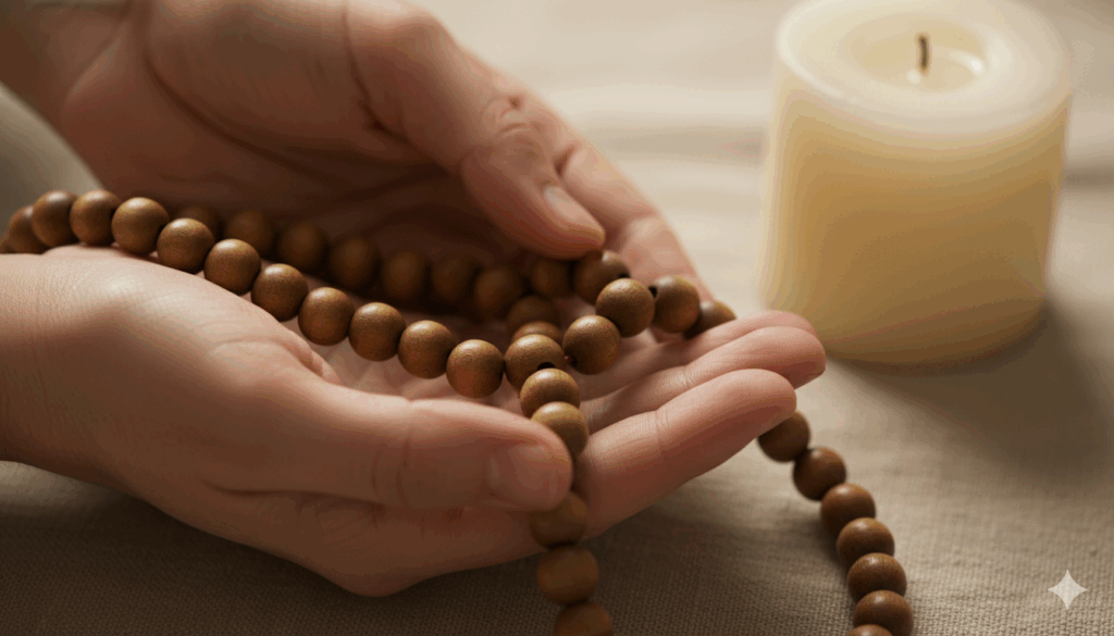 Repetición del mantra con mala: presencia y ritmo sereno